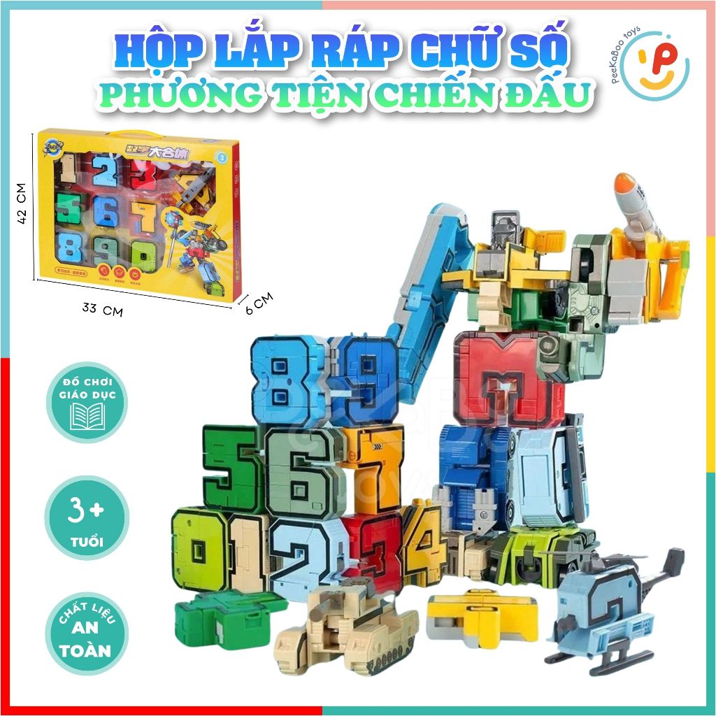 Đồ chơi lắp ráp xếp hình Robot bằng số từ 0 đến 9 188-37 PeeKaPaw Toys