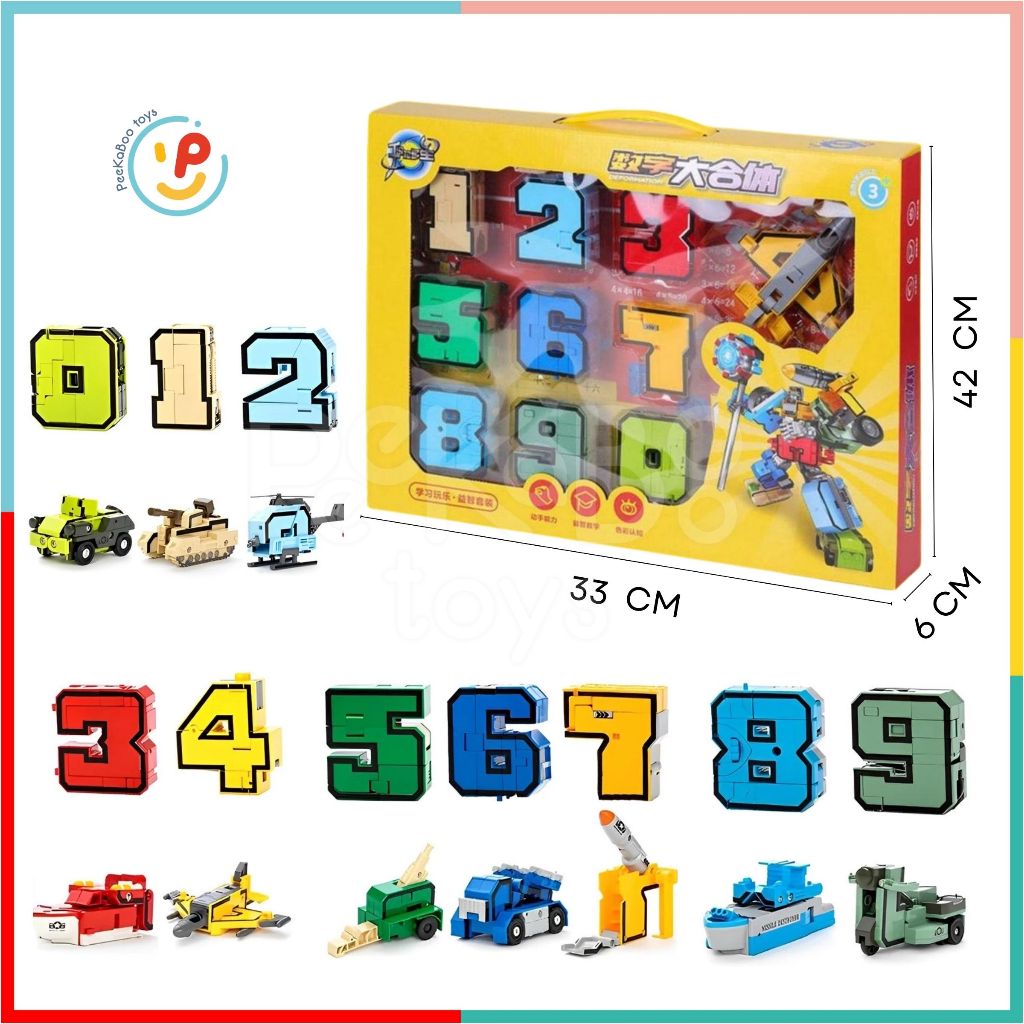 Đồ chơi lắp ráp xếp hình Robot bằng số từ 0 đến 9 188-37 PeeKaPaw Toys