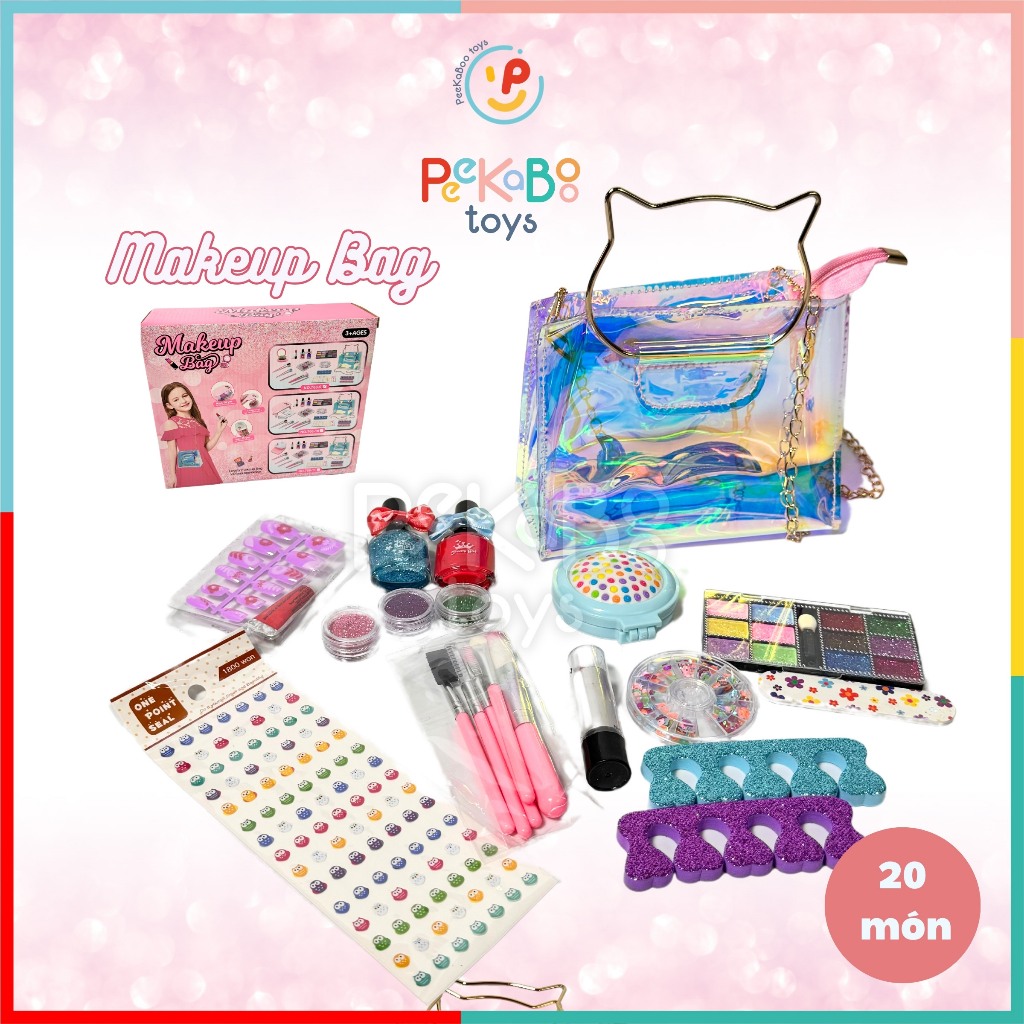 Đồ chơi Vali Làm Đẹp Trang Điểm Make Up Làm Nails cho bé 768-9 PeeKaPaw Toys