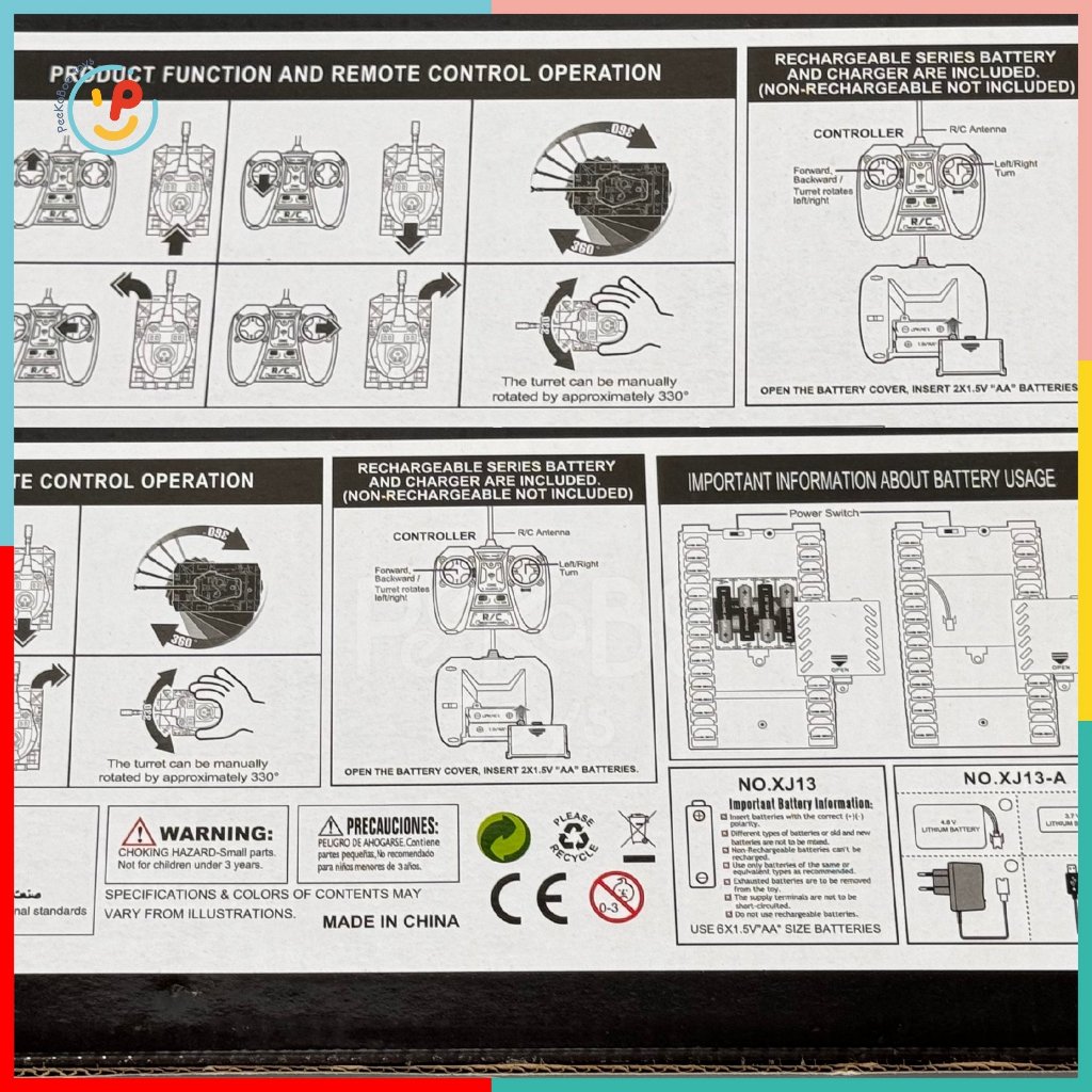 Xe tăng điều khiển từ xa xoay 360 độ J13 PeeKaPaw Toys