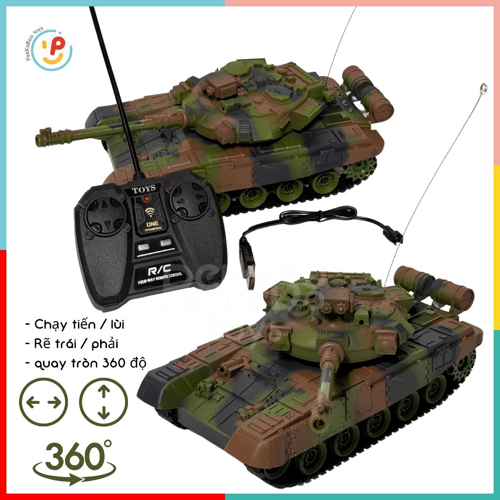 Xe tăng điều khiển từ xa xoay 360 độ J13 PeeKaPaw Toys