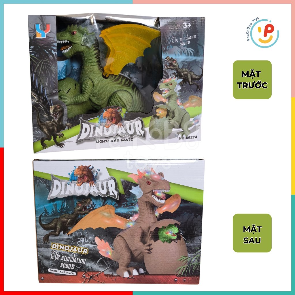 Đồ chơi khủng long ôm trứng dùng pin có đèn và hiệu ứng âm thanh 6627 PeeKaPaw Toys