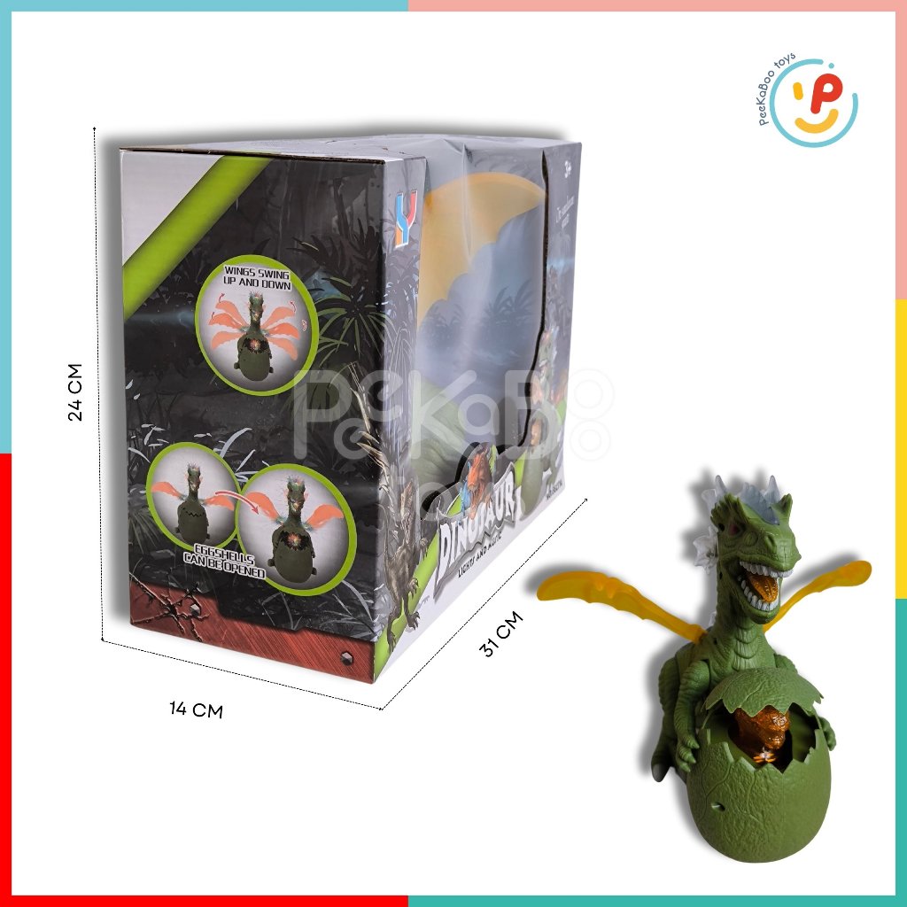 Đồ chơi khủng long ôm trứng dùng pin có đèn và hiệu ứng âm thanh 6627 PeeKaPaw Toys