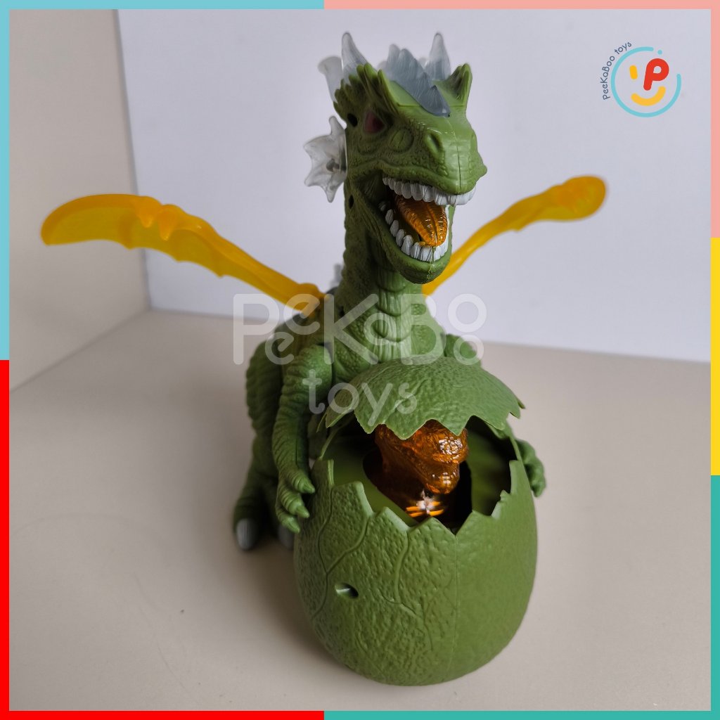Đồ chơi khủng long ôm trứng dùng pin có đèn và hiệu ứng âm thanh 6627 PeeKaPaw Toys