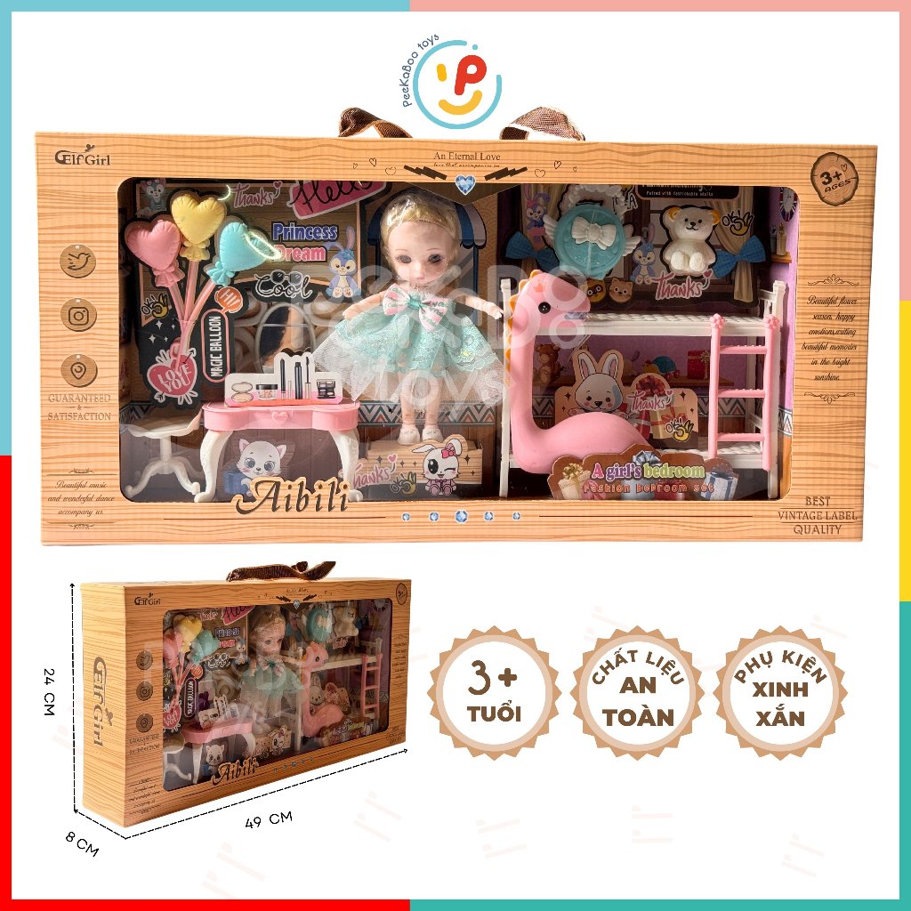 Đồ chơi hộp búp bê mini và phụ kiện phòng ngủ 286-79 PeeKaPaw Toys
