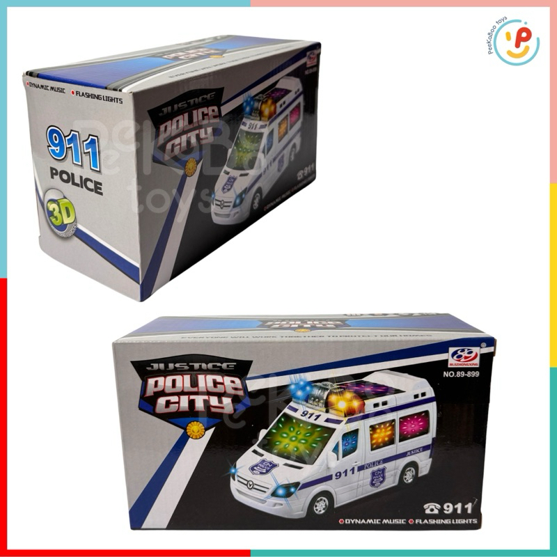 Đồ chơi Peekabootoys Xe cấp cứu 911 chạy pin có đèn âm thanh 89-899