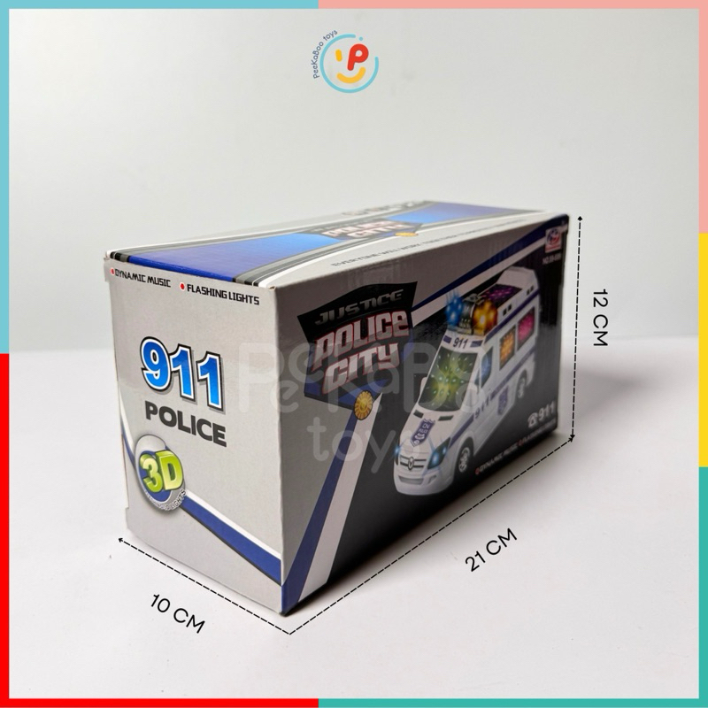 Đồ chơi Peekabootoys Xe cấp cứu 911 chạy pin có đèn âm thanh 89-899