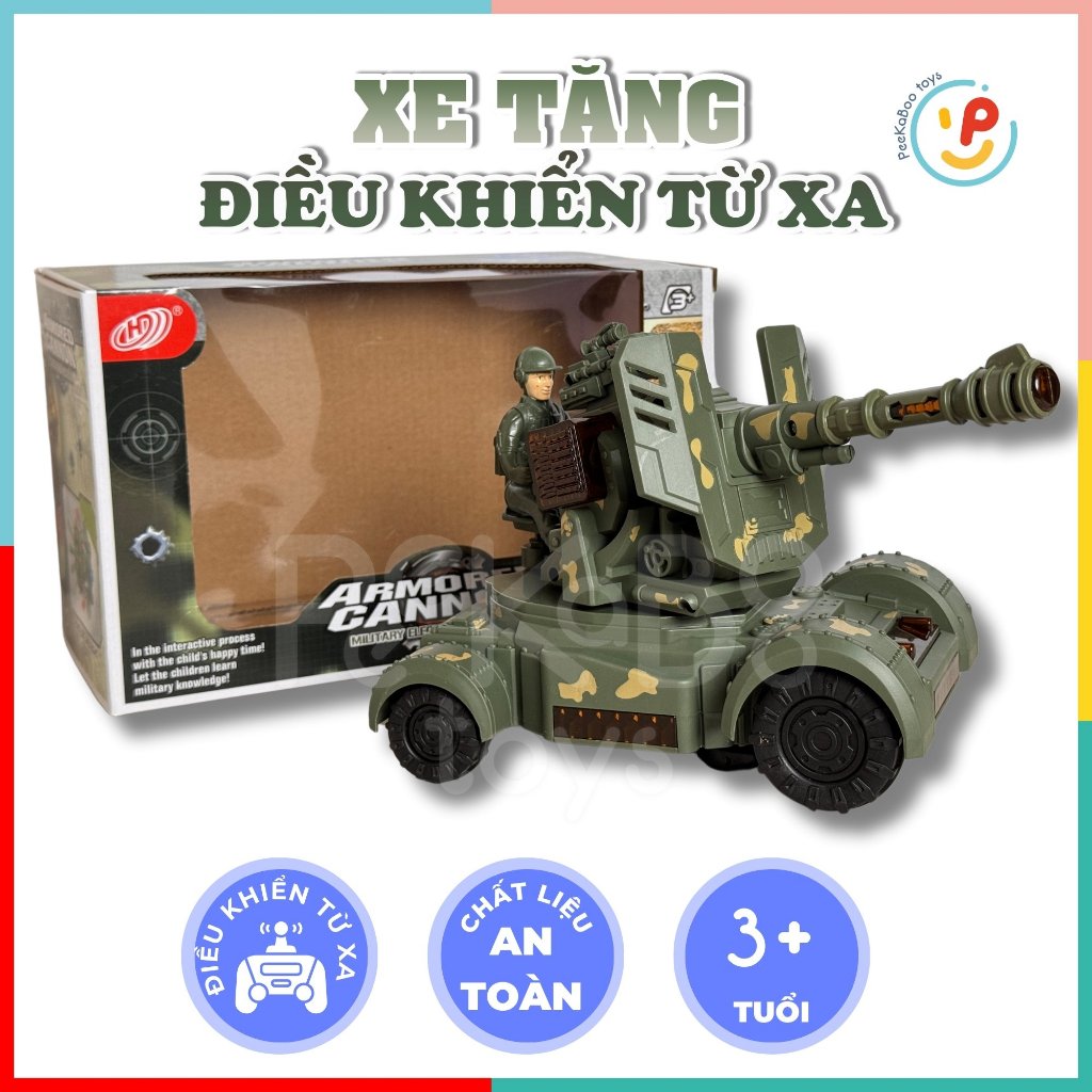 Đồ chơi xe tăng chiến đấu dùng pin có nhạc và đèn 9026 PeeKaPaw Toys