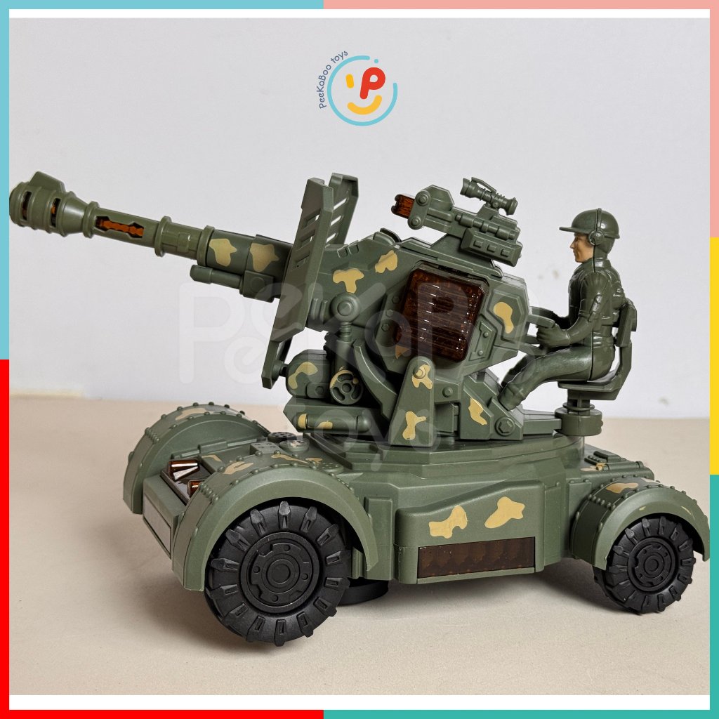 Đồ chơi xe tăng chiến đấu dùng pin có nhạc và đèn 9026 PeeKaPaw Toys