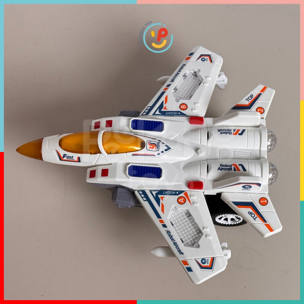 Đồ chơi máy bay chiến đấu biến hình Robot dùng pin có đèn và âm thanh 388-61 PeeKaPaw Toys