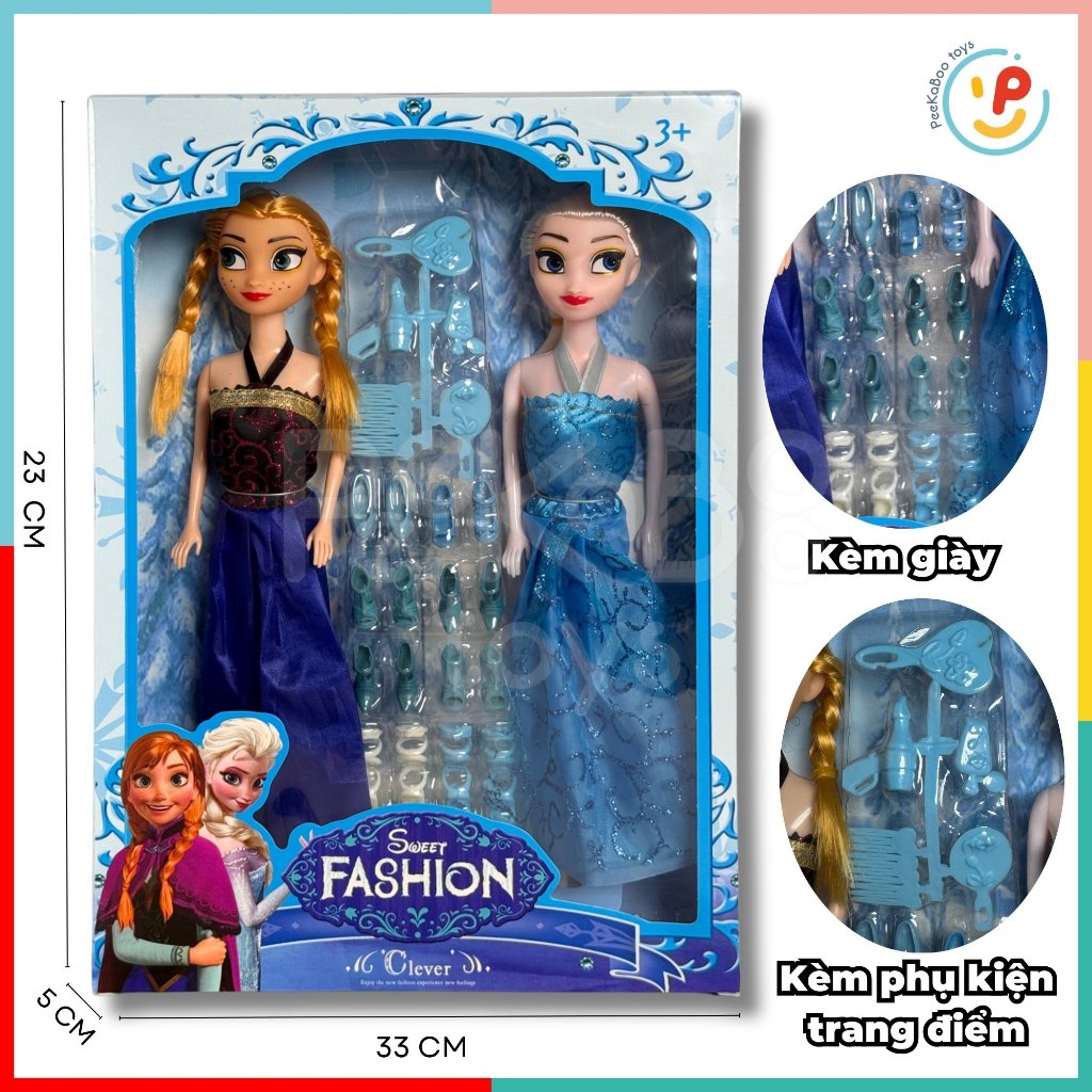 Đồ chơi Peekabootoys Búp Bê Elsa và Anna gồm váy và phụ kiện công chúa 888
