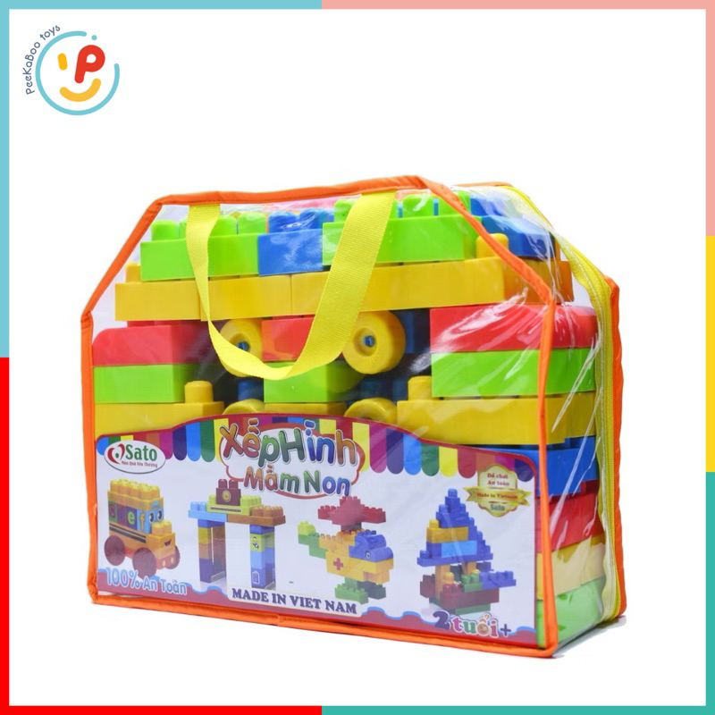 Đồ Chơi Xếp Hình Mầm Non 72 Chi Tiết Thần Đồng 81 Chi Tiết Giáo Dục SATO Hàng Việt Nam