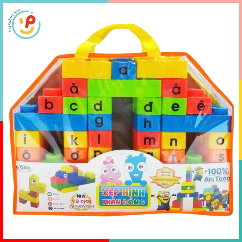 Đồ Chơi Xếp Hình Mầm Non 72 Chi Tiết Thần Đồng 81 Chi Tiết Giáo Dục SATO Hàng Việt Nam