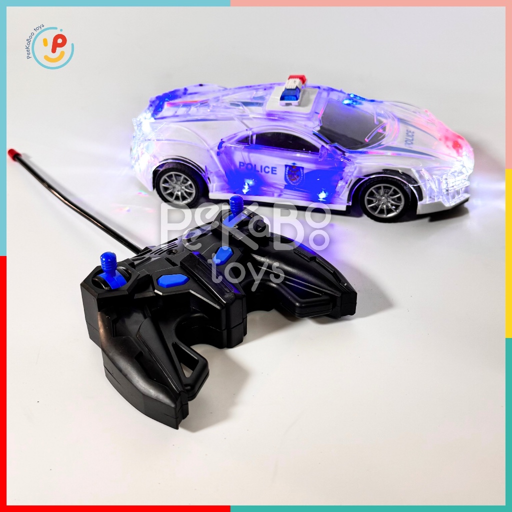 Xe cảnh sát điều khiển từ xa có đèn và âm thanh pin sạc 665-2 PeeKaPaw Toys