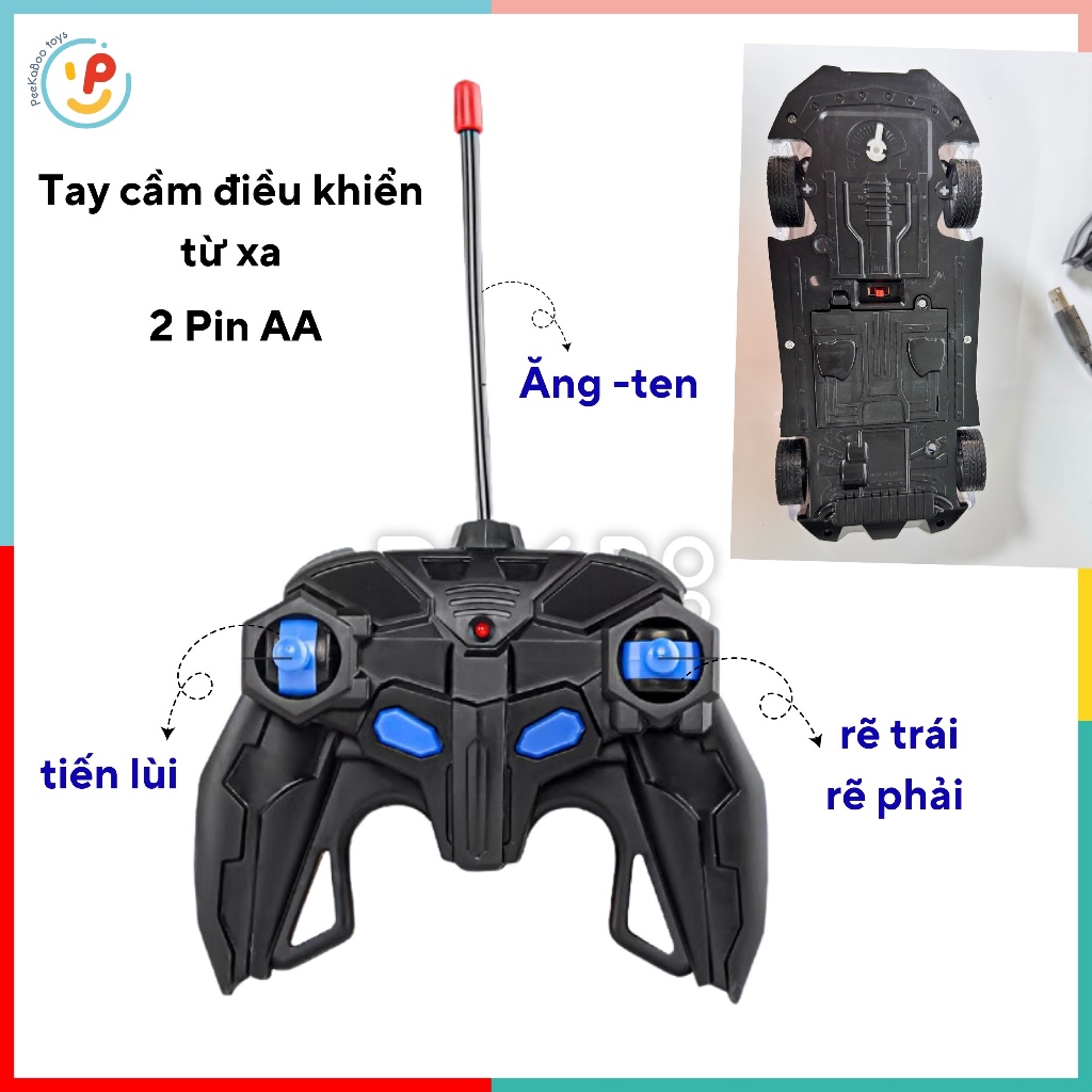 Xe cảnh sát điều khiển từ xa có đèn và âm thanh pin sạc 665-2 PeeKaPaw Toys