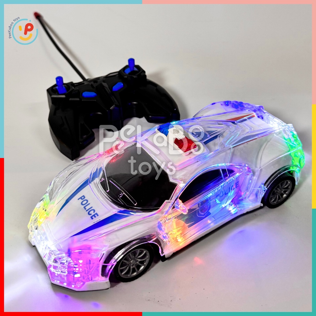 Xe cảnh sát điều khiển từ xa có đèn và âm thanh pin sạc 665-2 PeeKaPaw Toys