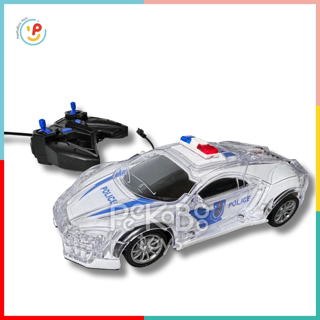 Xe cảnh sát điều khiển từ xa có đèn và âm thanh pin sạc 665-2 PeeKaPaw Toys