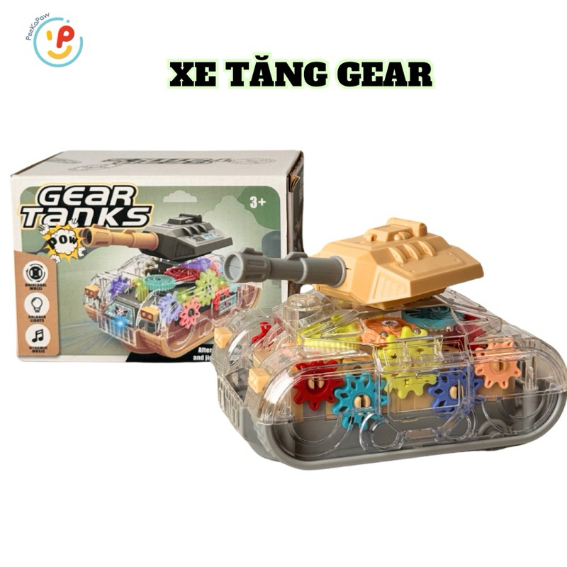 Đồ Chơi Xe Tăng GEAR TANK 22139 Trong Suốt Có Đèn Led Nhiều Màu và Âm Thanh PeeKaPaw Toys