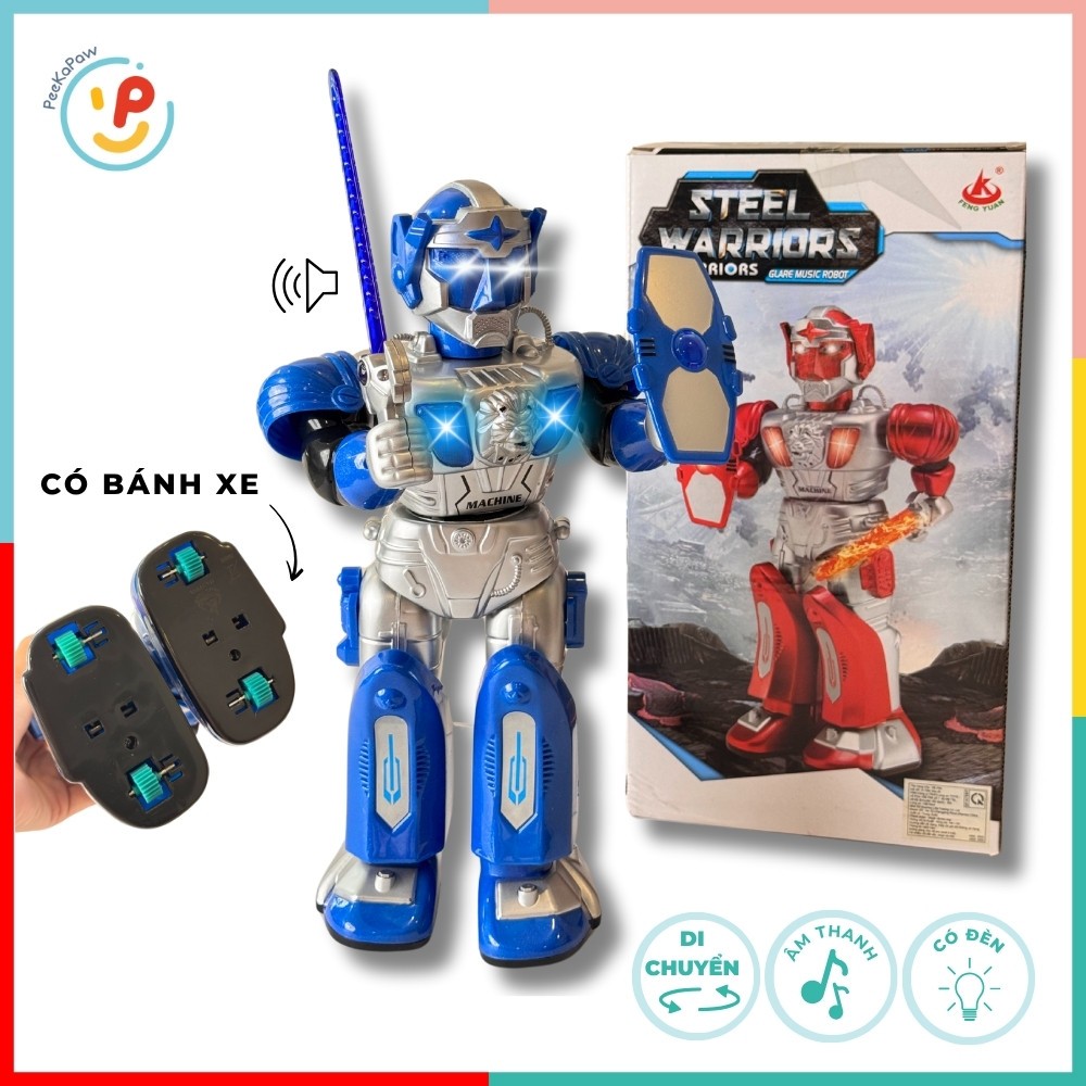 Đồ chơi mô hình Robot chiến đấu di chuyển có âm thanh thân xoay 360 độ 27160 Peekapaw Toys
