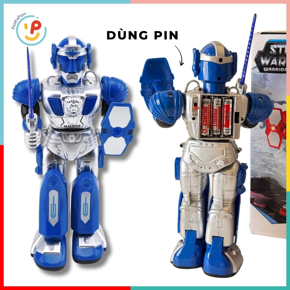 Đồ chơi mô hình Robot chiến đấu di chuyển có âm thanh thân xoay 360 độ 27160 Peekapaw Toys