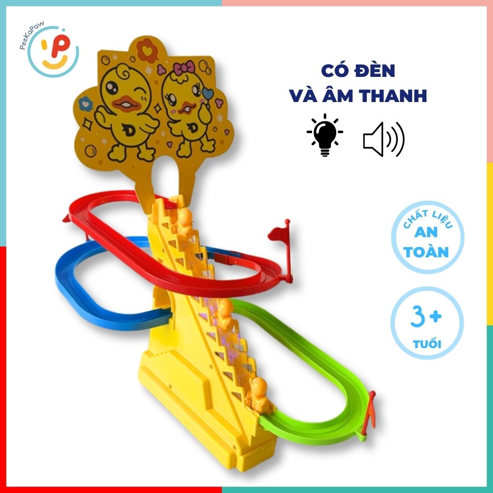 Vịt vàng leo thang đồ chơi cầu trượt lắp ráp Peekapaw Toys