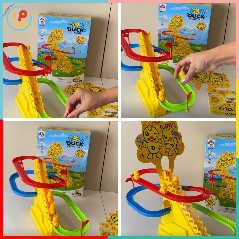 Vịt vàng leo thang đồ chơi cầu trượt lắp ráp Peekapaw Toys