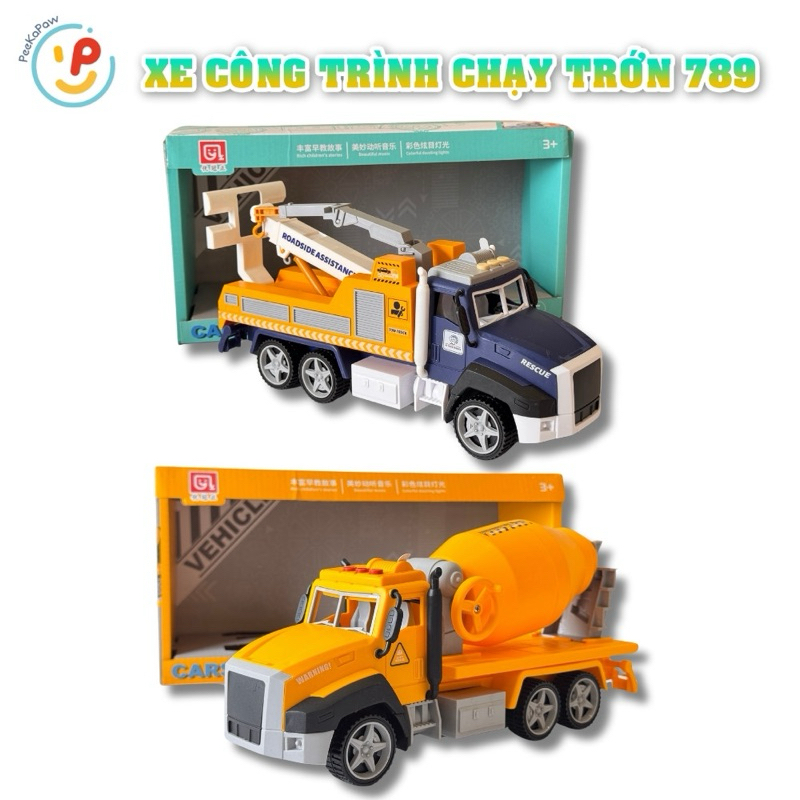 Xe công trình chạy trớn mã 789 chất liệu nhựa cao cấp chi tiết sắc sảo hộp 32x11x9 cm PeeKaPaw Toys