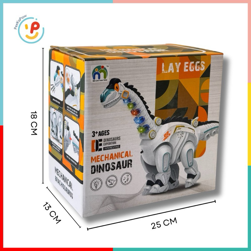 Khủng long máy đẻ trứng có đèn âm thanh di chuyển tự động mô phỏng tiếng gầm 22121 PeeKaPaw Toys