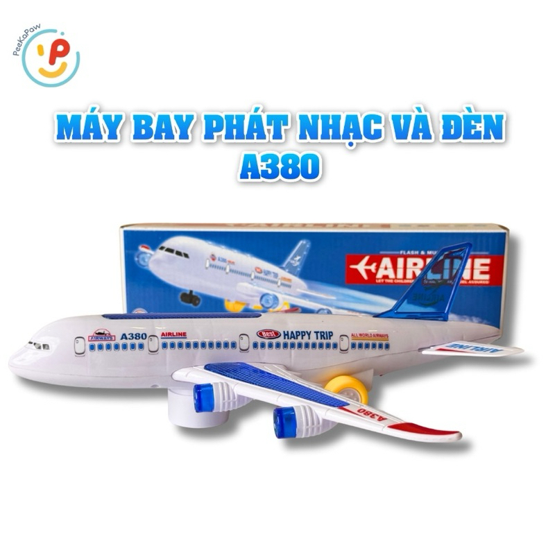 Máy bay A380 đồ chơi có đèn và âm thanh 380-500 PeeKaPaw Toys
