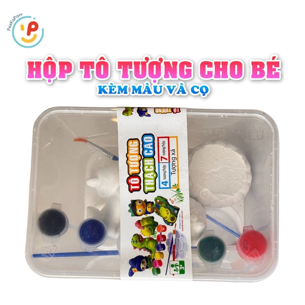 Hộp tô tượng thạch cao cho bé có sẵn tượng cọ vẽ màu vẽ PeeKaPaw Toys