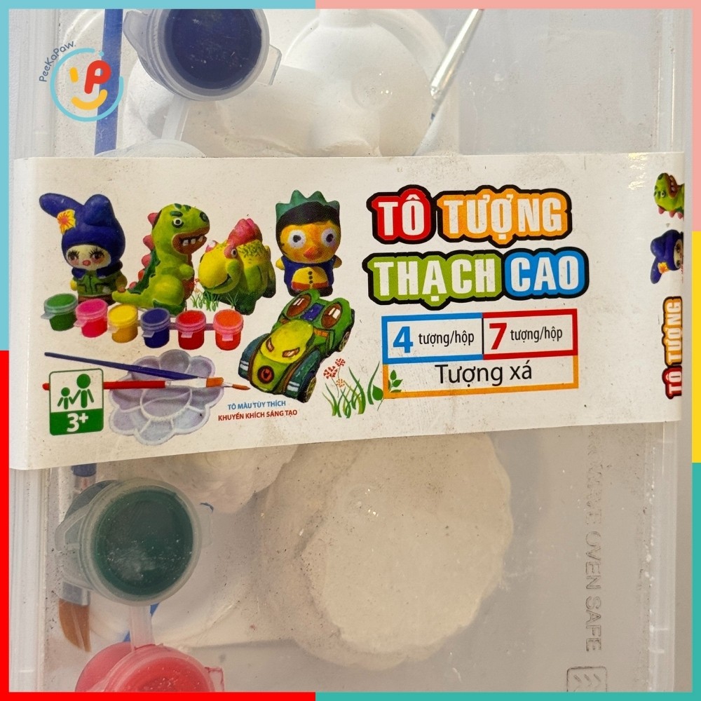 Hộp tô tượng thạch cao cho bé có sẵn tượng cọ vẽ màu vẽ PeeKaPaw Toys