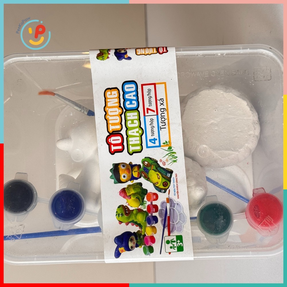 Hộp tô tượng thạch cao cho bé có sẵn tượng cọ vẽ màu vẽ PeeKaPaw Toys