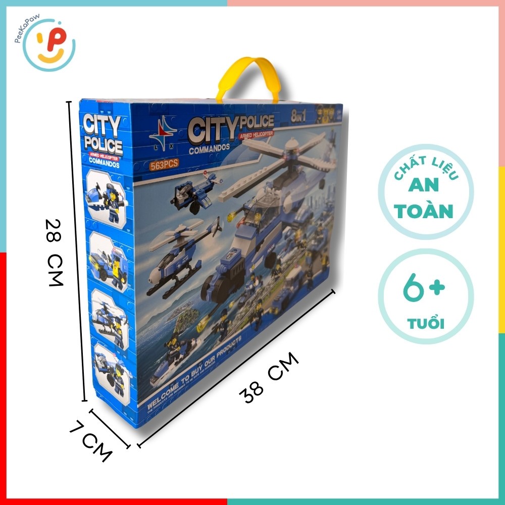 Đồ chơi xếp hình lắp ráp City Police Station 563 mảnh 8in1 LX A326 PeeKaPaw Toys