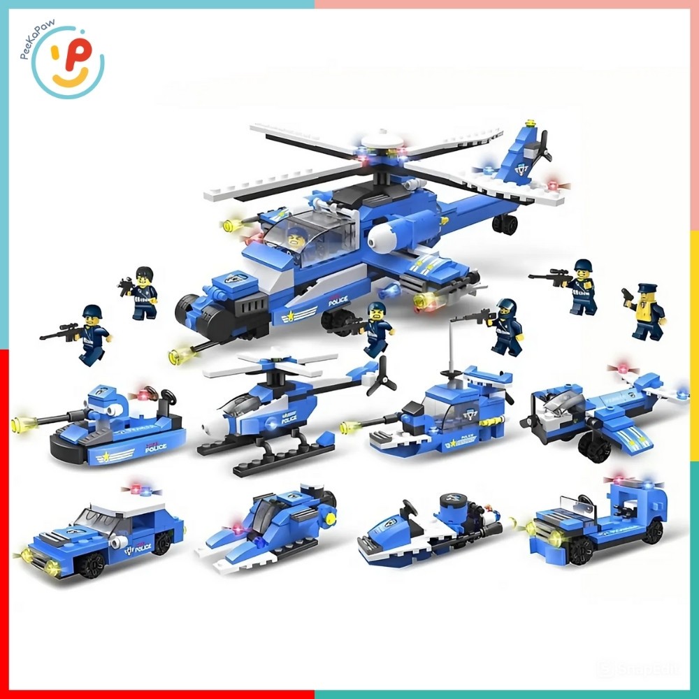 Đồ chơi xếp hình lắp ráp City Police Station 563 mảnh 8in1 LX A326 PeeKaPaw Toys