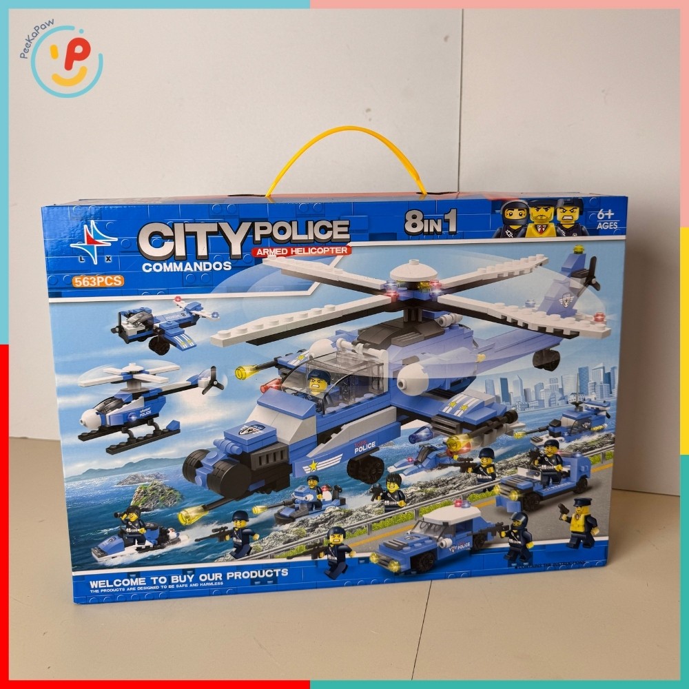 Đồ chơi xếp hình lắp ráp City Police Station 563 mảnh 8in1 LX A326 PeeKaPaw Toys