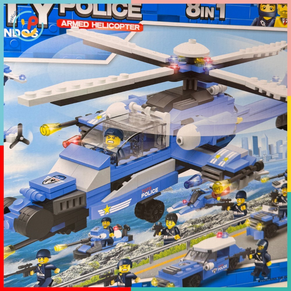 Đồ chơi xếp hình lắp ráp City Police Station 563 mảnh 8in1 LX A326 PeeKaPaw Toys