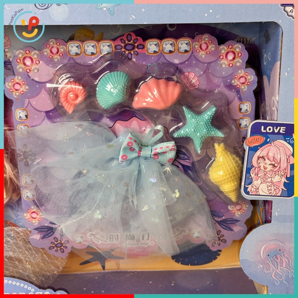 Búp bê nàng tiên cá kèm váy và phụ kiện hóa trang biển cả 678-30 PeeKaPaw Toys