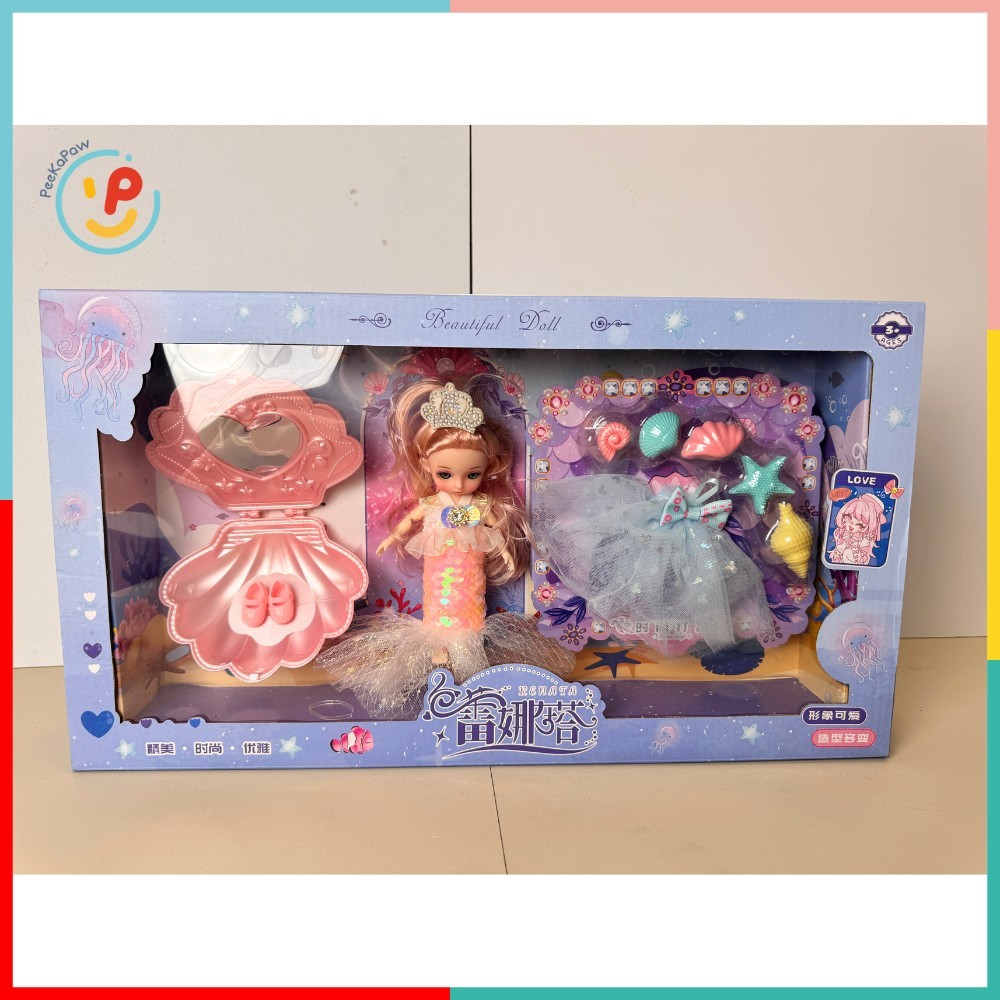 Búp bê nàng tiên cá kèm váy và phụ kiện hóa trang biển cả 678-30 PeeKaPaw Toys