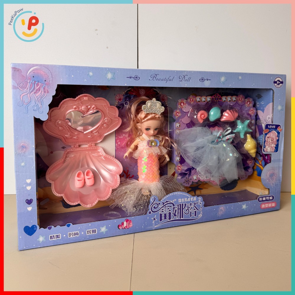 Búp bê nàng tiên cá kèm váy và phụ kiện hóa trang biển cả 678-30 PeeKaPaw Toys