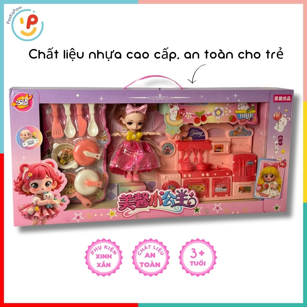 Búp bê nhà bếp kèm phụ kiện nấu ăn cho bé gái 325-283 PeeKaPaw Toys