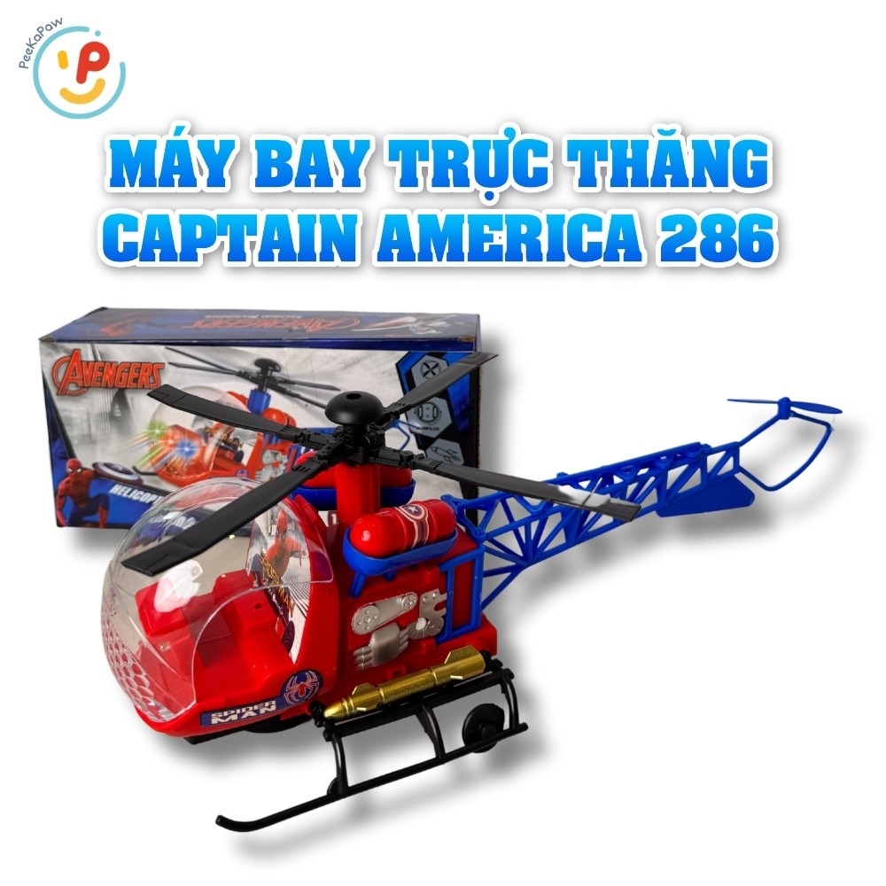 Máy bay trực thăng Captain America có đèn nhạc cánh quạt xoay mã 286-15 PeeKaPaw Toys