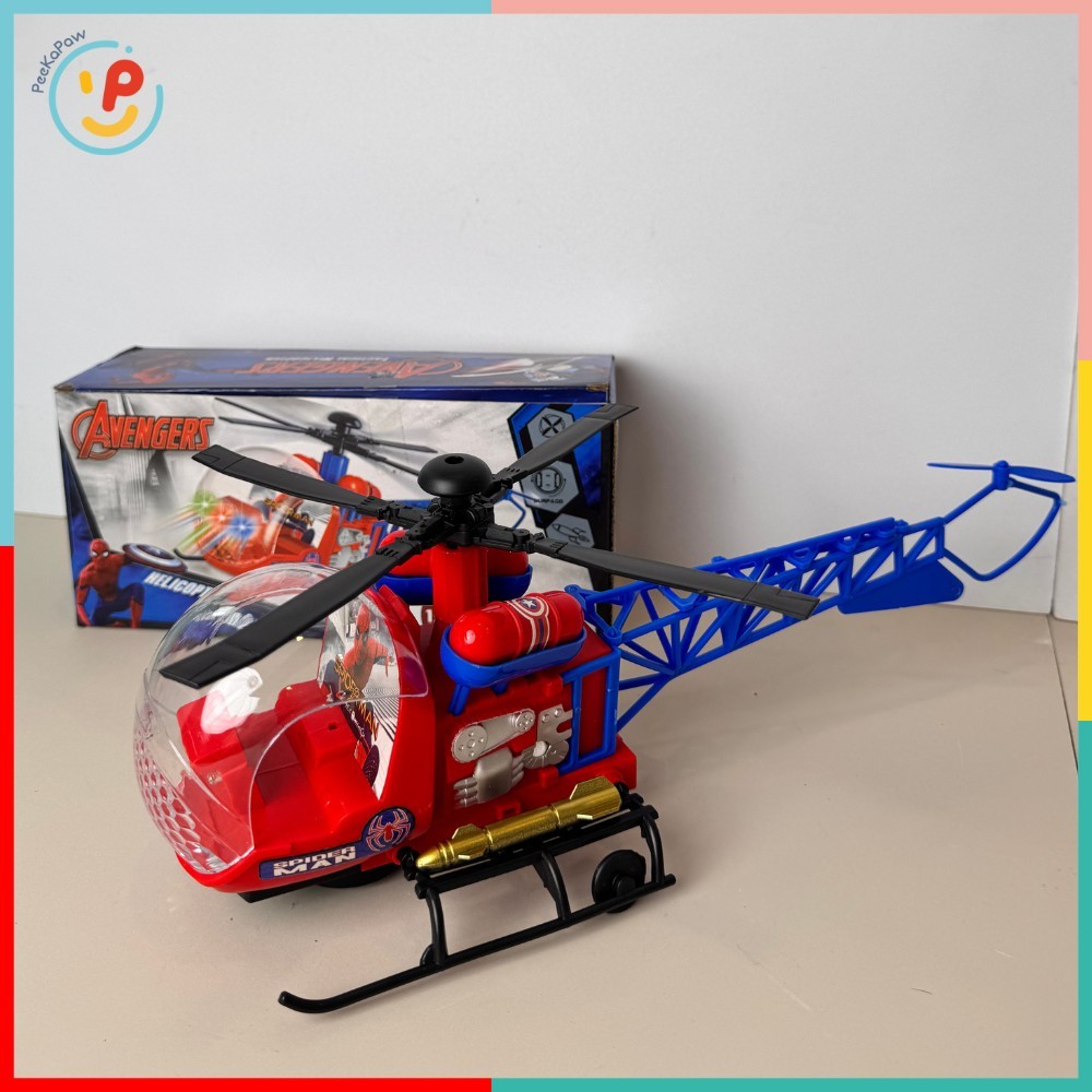 Máy bay trực thăng Captain America có đèn nhạc cánh quạt xoay mã 286-15 PeeKaPaw Toys