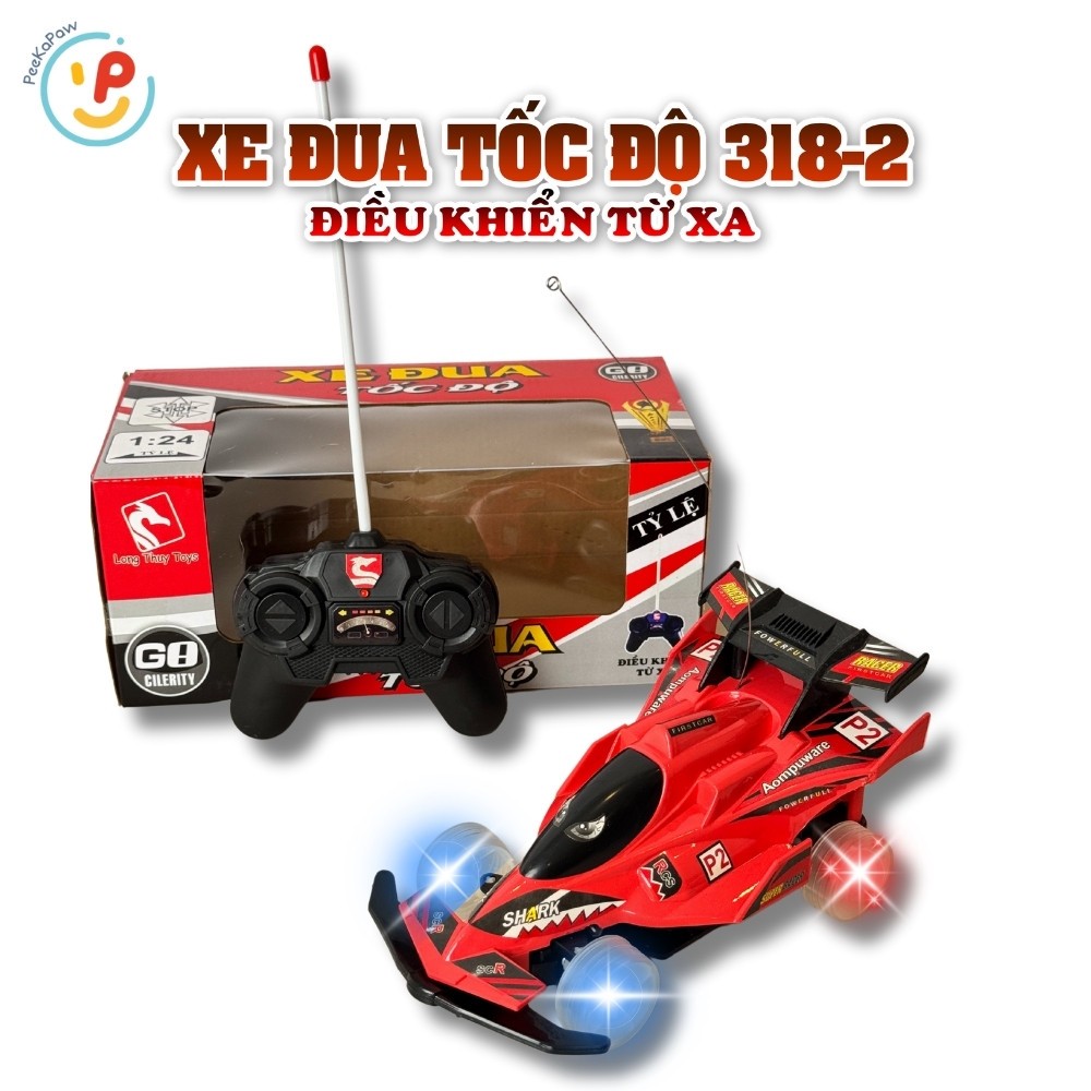 Xe đua điều khiển từ xa kiểu dáng thể thao tốc độ 318-2 có đèn PeeKaPaw Toys