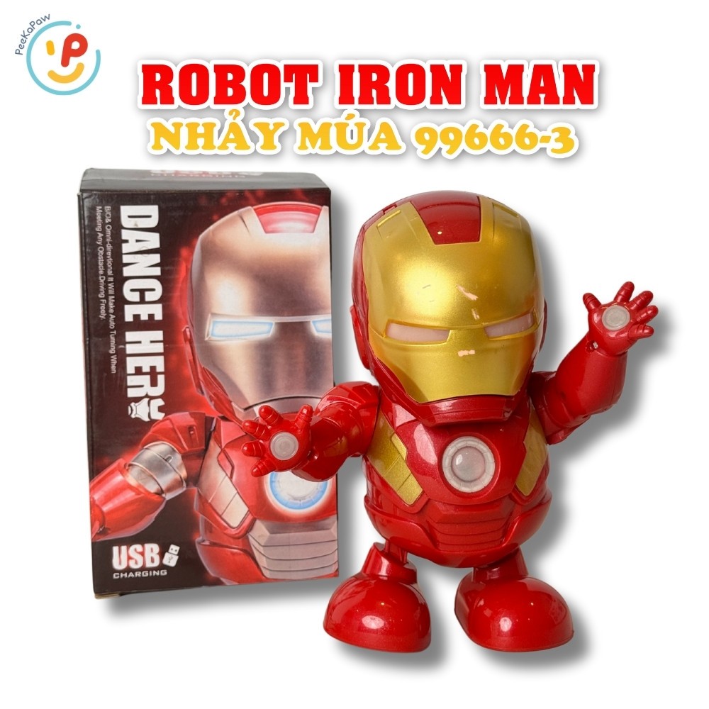 Đồ chơi Robot Iron Man Biết Nhảy Múa Có Đèn Nhạc 99666-3 Peekapaw Toys