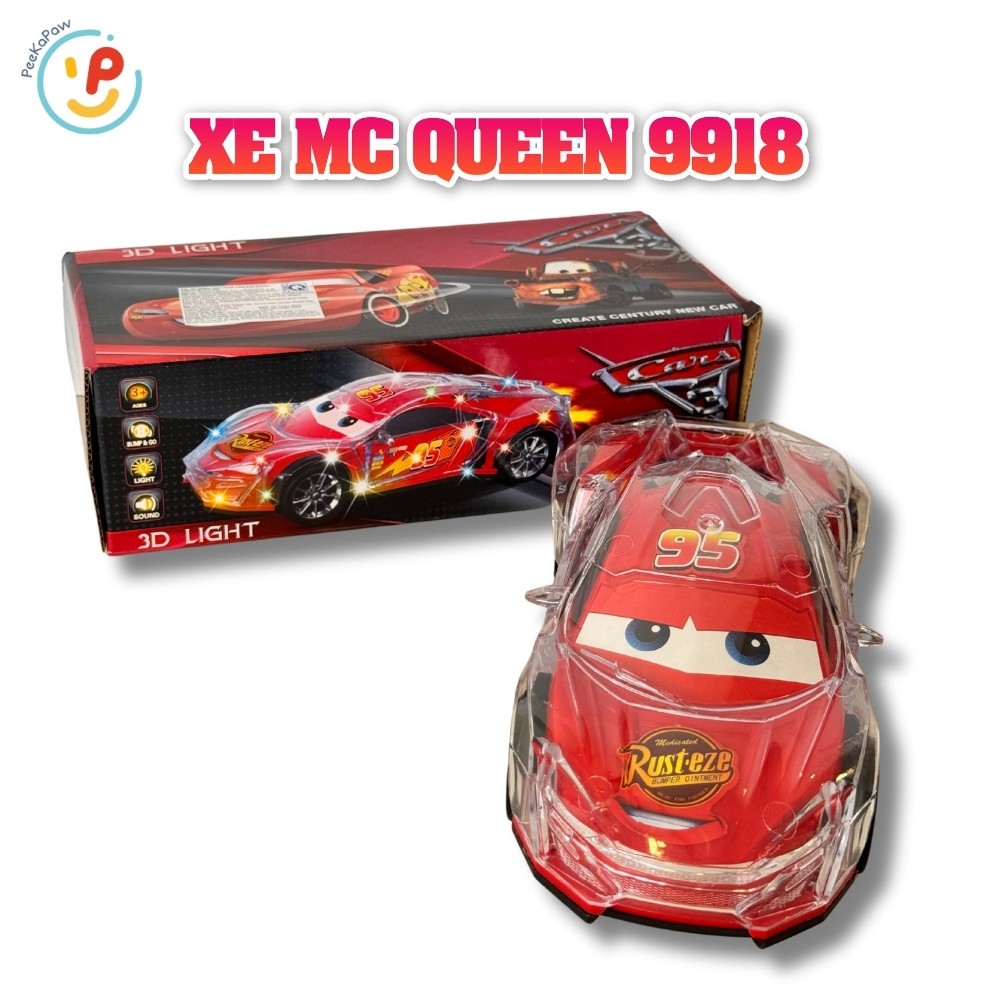 Xe mô hình McQueen 9918-4 có đèn xoay 360 độ PeeKaPaw Toys