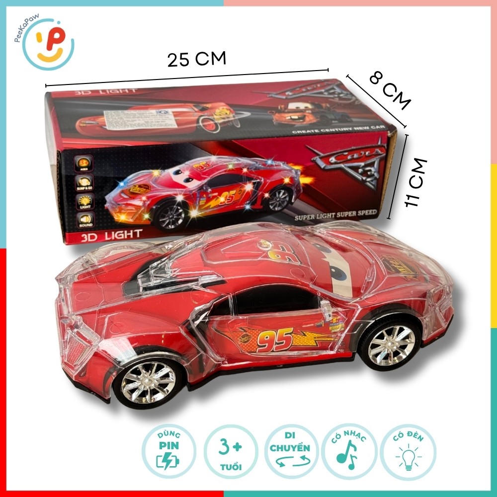 Xe mô hình McQueen 9918-4 có đèn xoay 360 độ PeeKaPaw Toys