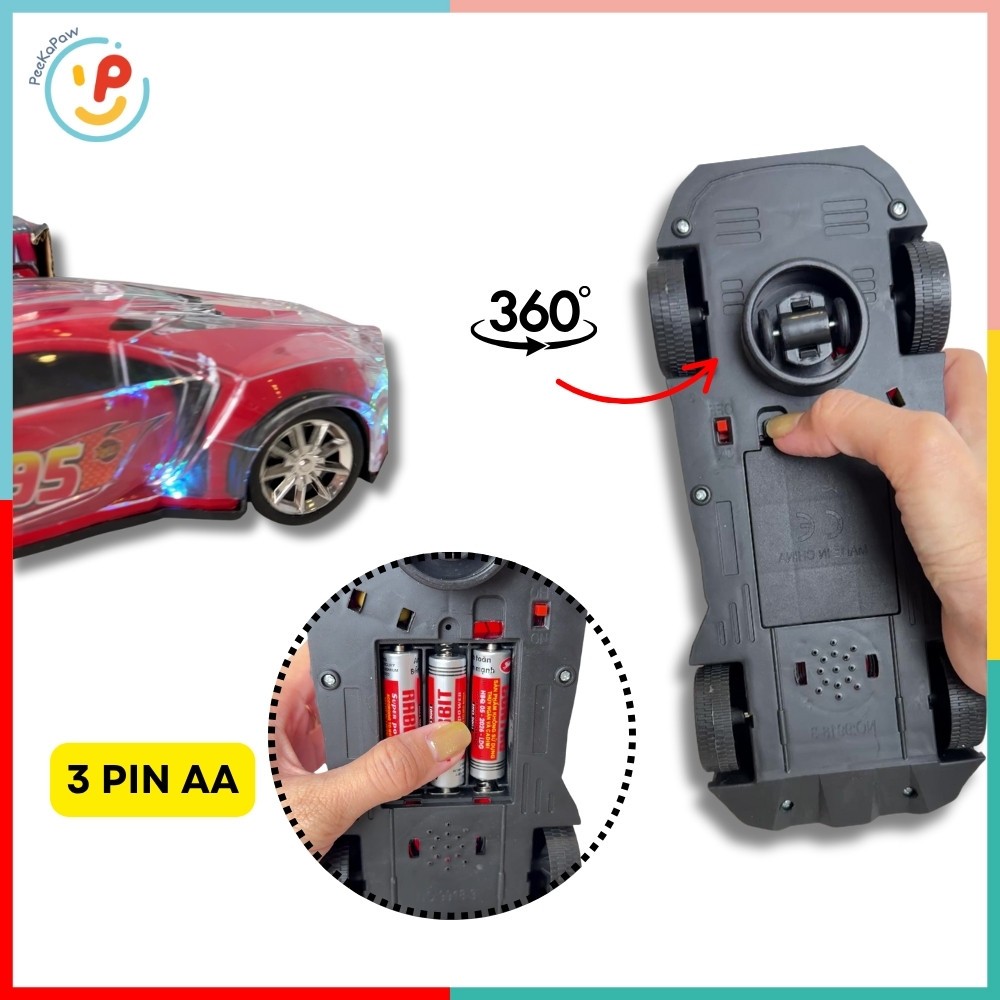 Xe mô hình McQueen 9918-4 có đèn xoay 360 độ PeeKaPaw Toys