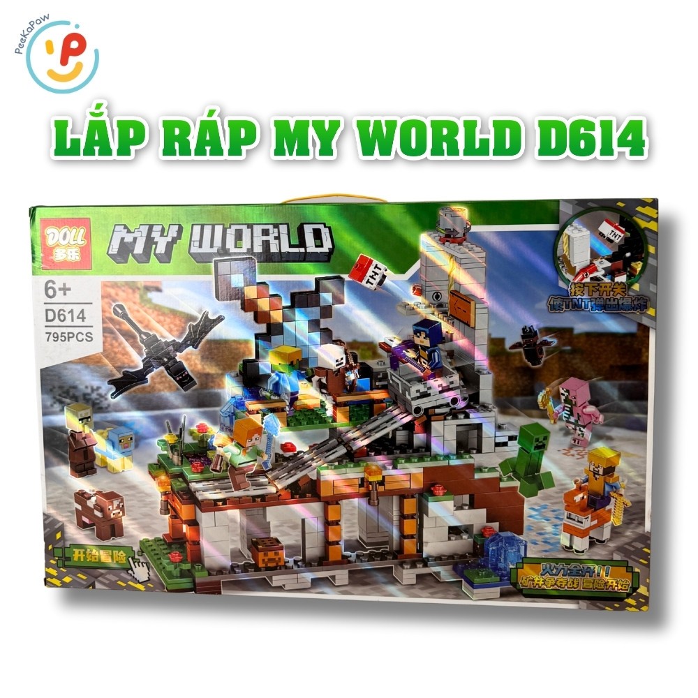 Đồ Chơi Lắp Ráp Xếp Hình My World D614 795 Mảnh Mô Phỏng Minecraft Peekapaw Toys