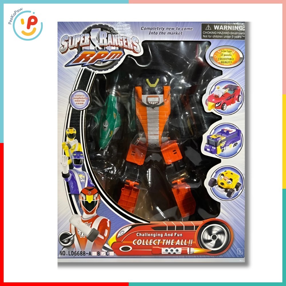 Robot lắp ráp Super Rangers RPM 6688 gồm xe biến hình thành robot siêu nhân PeeKaPaw Toys