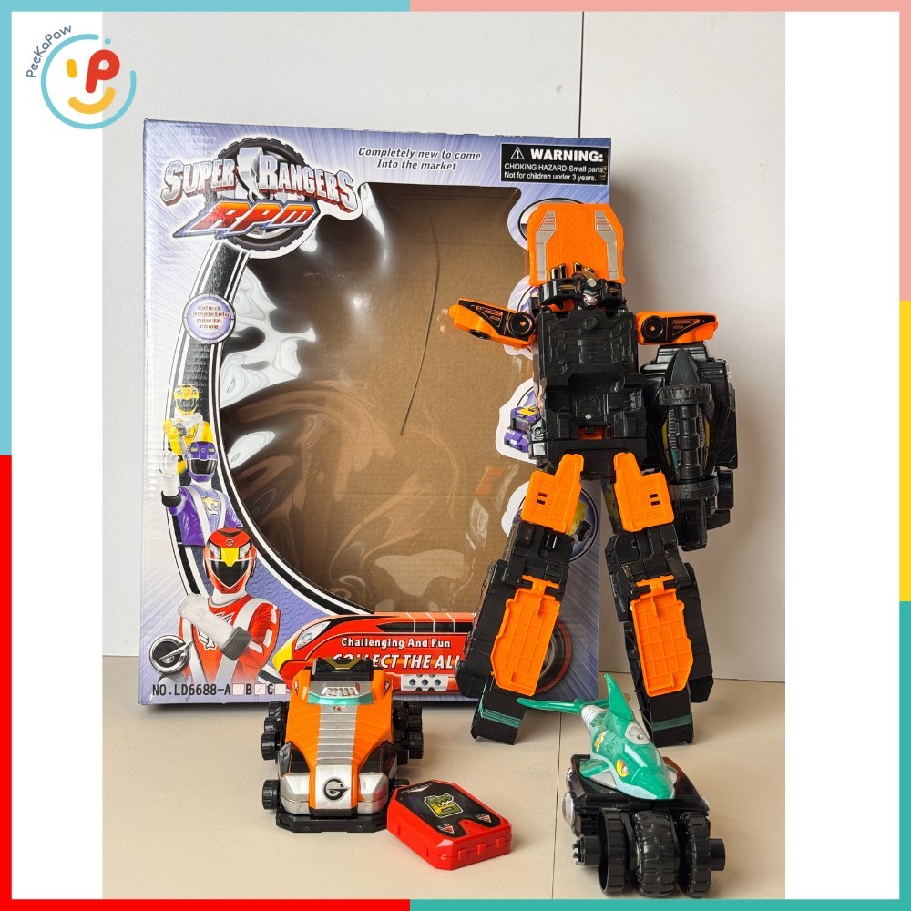 Robot lắp ráp Super Rangers RPM 6688 gồm xe biến hình thành robot siêu nhân PeeKaPaw Toys